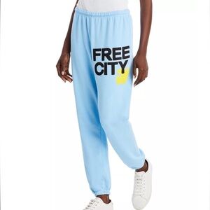 Freecity Light Blue Joggers with Black and Yellow Logo